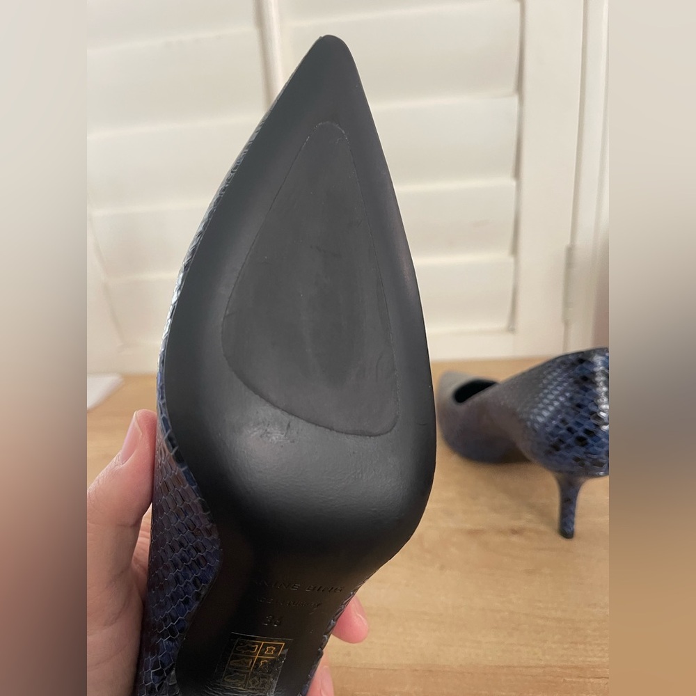 Anine Bing Devon Pumps Blue Snakeskin Leather Women's Size 36 - Picture 6 of 8